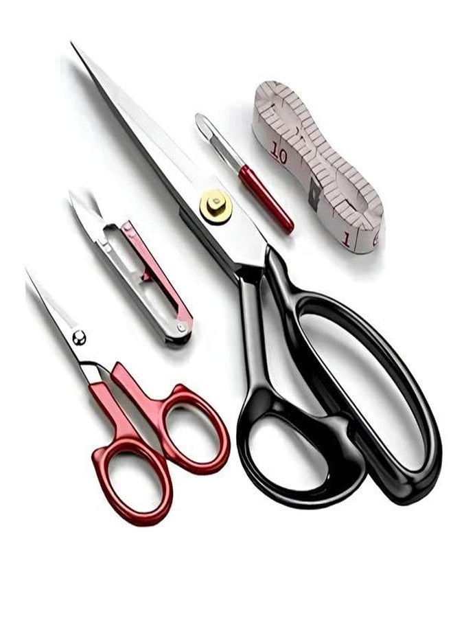 Gemsy Butterfly White Blade Tailoring Scissors for Sewing Cloth Cutting with Small Scissor, Seam Ripper, Inch Tape, Thread Cutter Combo | Fabric and Multipurpose Use for Office, Craft - Image 1